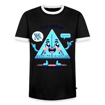 L’angle de la règle triangulaire sur le plaisir - T-shirt contrasté Homme - noir/blanc - Devant - AI Model Female 172 light (172cm) & AI Model Male 178 light (178cm)
