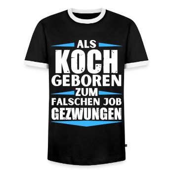 Le chef a décroché le mauvais emploi - T-shirt contrasté Homme - noir/blanc - Devant - AI Model Female 172 light (172cm) & AI Model Male 178 light (178cm)