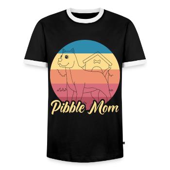 Pibble Mom Pitbull Mommy American Terrier Retro - Men's Ringer Shirt - black/white - Front - AI Model Female 172 light (172cm) & AI Model Male 178 light (178cm)