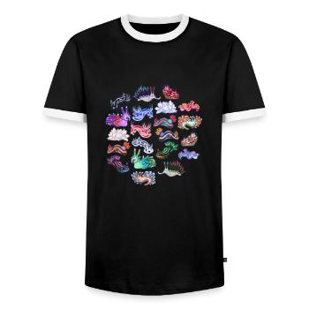 Nudibranch Scuba Diving Design - Männer Kontrast-T-Shirt - Schwarz/Weiß - Vorne - AI Model Female 172 light (172cm) & AI Model Male 178 light (178cm)
