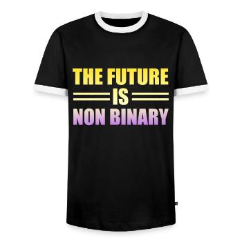 Nicht-binäres Pride-Design - Männer Kontrast-T-Shirt - Schwarz/Weiß - Vorne - AI Model Female 172 light (172cm) & AI Model Male 178 light (178cm)