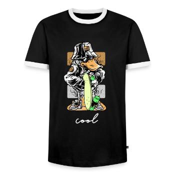 Enfants De Canard Skateboard cool - T-shirt contrasté Homme - noir/blanc - Devant - AI Model Female 172 light (172cm) & AI Model Male 178 light (178cm)