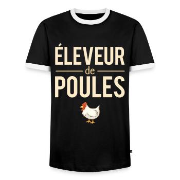 Éleveur De Poules Meilleur Fermier Humour - T-shirt contrasté Homme - noir/blanc - Devant - AI Model Female 172 light (172cm) & AI Model Male 178 light (178cm)
