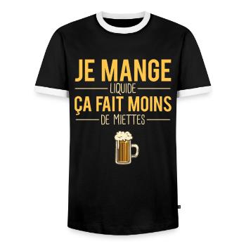 Je mange liquide ça fait moins de miettes apéro - T-shirt contrasté Homme - noir/blanc - Devant - AI Model Female 172 light (172cm) & AI Model Male 178 light (178cm)