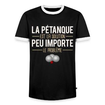 Idée cadeau humour pétanque bouliste boules - T-shirt contrasté Homme - noir/blanc - Devant - AI Model Female 172 light (172cm) & AI Model Male 178 light (178cm)