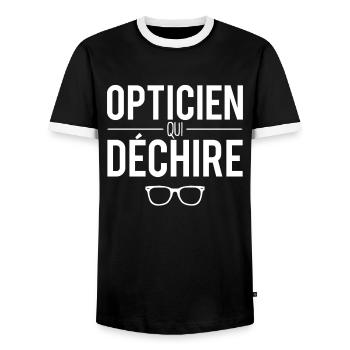 Opticien qui déchire métier meilleur opticien - T-shirt contrasté Homme - noir/blanc - Devant - AI Model Female 172 light (172cm) & AI Model Male 178 light (178cm)