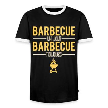 Barbecue un barbecue toujours roi du barbecue - T-shirt contrasté Homme - noir/blanc - Devant - AI Model Female 172 light (172cm) & AI Model Male 178 light (178cm)