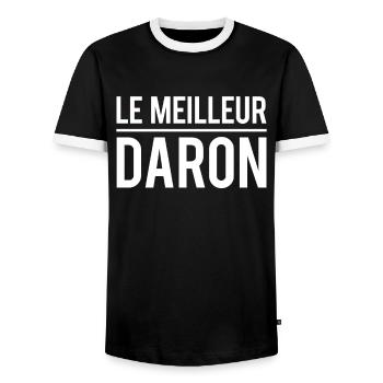 Le meilleur daron blague fête des pères humour - T-shirt contrasté Homme - noir/blanc - Devant - AI Model Female 172 light (172cm) & AI Model Male 178 light (178cm)