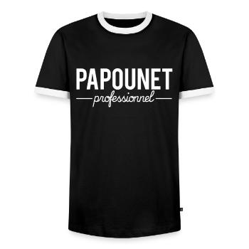Papounet professionnel cadeau fête des pères - T-shirt contrasté Homme - noir/blanc - Devant - AI Model Female 172 light (172cm) & AI Model Male 178 light (178cm)