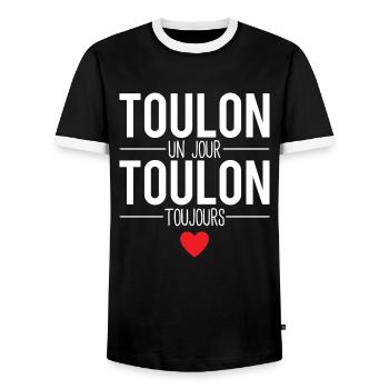 Toulon un jour toulon toujours cadeau toulonnais - T-shirt contrasté Homme - noir/blanc - Devant - AI Model Female 172 light (172cm) & AI Model Male 178 light (178cm)