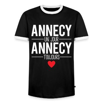 Annecy un jour annecy toujours cadeau annécien - T-shirt contrasté Homme - noir/blanc - Devant - AI Model Female 172 light (172cm) & AI Model Male 178 light (178cm)