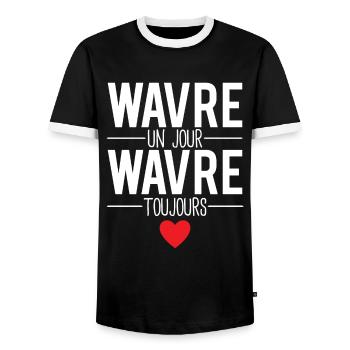 Wavre un jour wavre toujours ville belgique - T-shirt contrasté Homme - noir/blanc - Devant - AI Model Female 172 light (172cm) & AI Model Male 178 light (178cm)