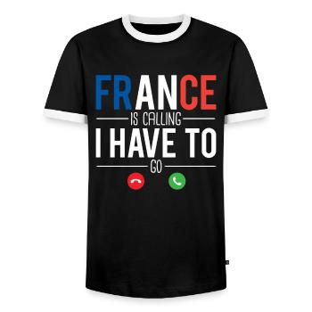 La france m'appelle je dois y aller français - T-shirt contrasté Homme - noir/blanc - Devant - AI Model Female 172 light (172cm) & AI Model Male 178 light (178cm)