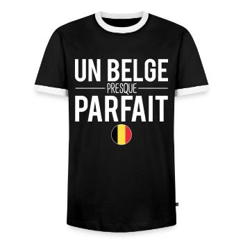 Un belge presque parfait blague belgique humour - T-shirt contrasté Homme - noir/blanc - Devant - AI Model Female 172 light (172cm) & AI Model Male 178 light (178cm)