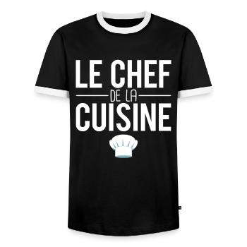 Le chef de la cuisine cadeau cuisinier humour - T-shirt contrasté Homme - noir/blanc - Devant - AI Model Female 172 light (172cm) & AI Model Male 178 light (178cm)