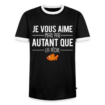Je vous aime mais pas autant que la pêche pêcheur - T-shirt contrasté Homme - noir/blanc - Devant - AI Model Female 172 light (172cm) & AI Model Male 178 light (178cm)