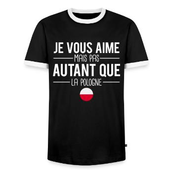 Je vous aime mais pas autant que la pologne - T-shirt contrasté Homme - noir/blanc - Devant - AI Model Female 172 light (172cm) & AI Model Male 178 light (178cm)