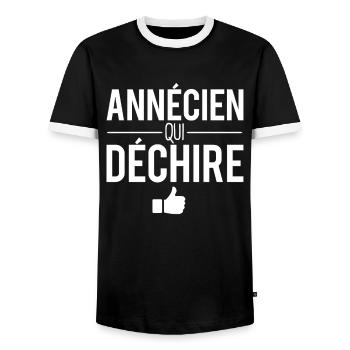 Annécien qui déchire annecy ville france - T-shirt contrasté Homme - noir/blanc - Devant - AI Model Female 172 light (172cm) & AI Model Male 178 light (178cm)