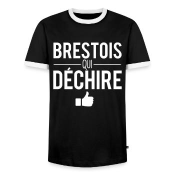 Brestois qui déchire brest ville france - T-shirt contrasté Homme - noir/blanc - Devant - AI Model Female 172 light (172cm) & AI Model Male 178 light (178cm)
