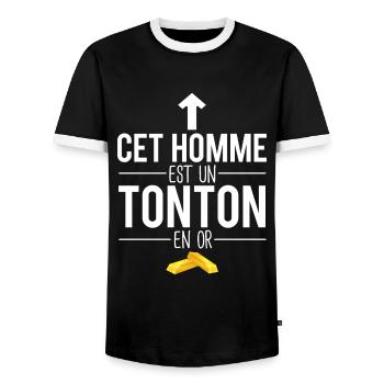 Cet homme est un tonton en or meilleur tonton - T-shirt contrasté Homme - noir/blanc - Devant - AI Model Female 172 light (172cm) & AI Model Male 178 light (178cm)
