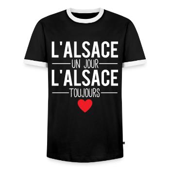 L'alsace un jour l'alsace toujours habitant alsace - T-shirt contrasté Homme - noir/blanc - Devant - AI Model Female 172 light (172cm) & AI Model Male 178 light (178cm)