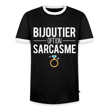 Bijoutier option sarcasme blague métier humour - T-shirt contrasté Homme - noir/blanc - Devant - AI Model Female 172 light (172cm) & AI Model Male 178 light (178cm)