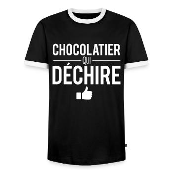 Chocolatier qui déchire métier chocolat humour - T-shirt contrasté Homme - noir/blanc - Devant - AI Model Female 172 light (172cm) & AI Model Male 178 light (178cm)