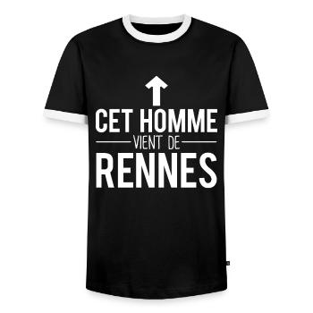 Cet homme vient de rennes rennais humour - T-shirt contrasté Homme - noir/blanc - Devant - AI Model Female 172 light (172cm) & AI Model Male 178 light (178cm)