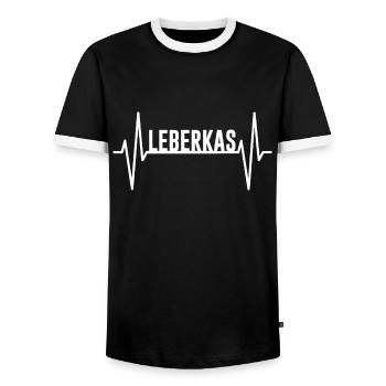 Leberkas Herzfrequenz Herzschlag - Männer Kontrast-T-Shirt - Schwarz/Weiß - Vorne - AI Model Female 172 light (172cm) & AI Model Male 178 light (178cm)