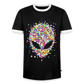 Extraterrestre de confettis - T-shirt contrasté Homme - noir/blanc - Devant - AI Model Female 172 light (172cm) & AI Model Male 178 light (178cm)