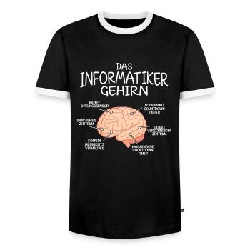 Informatiker Gehirn Informatik - Männer Kontrast-T-Shirt - Schwarz/Weiß - Vorne - AI Model Female 172 light (172cm) & AI Model Male 178 light (178cm)