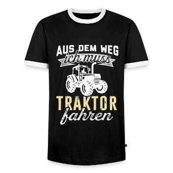 Aus Dem Weg Traktor Fahren Traktoren - Männer Kontrast-T-Shirt - Schwarz/Weiß - Vorne - AI Model Female 172 light (172cm) & AI Model Male 178 light (178cm)