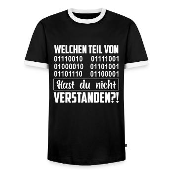 Informatik Binär Welchen Teil Verstehst Du Nicht? - Männer Kontrast-T-Shirt - Schwarz/Weiß - Vorne - AI Model Female 172 light (172cm) & AI Model Male 178 light (178cm)