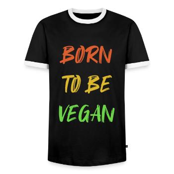 Né selon le dicton Vegan Vegan - T-shirt contrasté Homme - noir/blanc - Devant - AI Model Female 172 light (172cm) & AI Model Male 178 light (178cm)