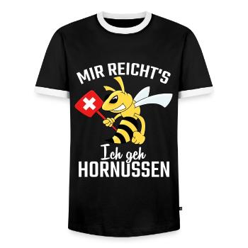 Mir reichts ich geh Hornussen - Männer Kontrast-T-Shirt - Schwarz/Weiß - Vorne - AI Model Female 172 light (172cm) & AI Model Male 178 light (178cm)