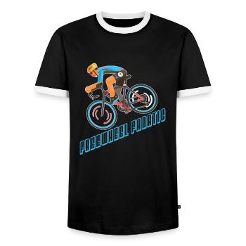 Road Bike Bicycle Road Cyclist Cycling Cyclist - Men's Ringer Shirt - black/white - Front - AI Model Female 172 light (172cm) & AI Model Male 178 light (178cm)