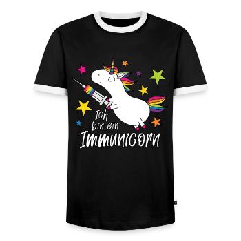 Vacciné Licorne Je suis un immunicorn - T-shirt contrasté Homme - noir/blanc - Devant - AI Model Female 172 light (172cm) & AI Model Male 178 light (178cm)