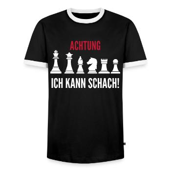 Schach Geschenk Schachspieler Meme Trend - Männer Kontrast-T-Shirt - Schwarz/Weiß - Vorne - AI Model Female 172 light (172cm) & AI Model Male 178 light (178cm)