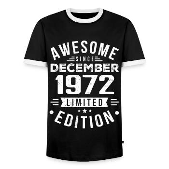 Cadeau d’anniversaire né en décembre 1972 - T-shirt contrasté Homme - noir/blanc - Devant - AI Model Female 172 light (172cm) & AI Model Male 178 light (178cm)