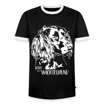 Aimé par un chien de caille disant chien Wilsigns - T-shirt contrasté Homme - noir/blanc - Devant - AI Model Female 172 light (172cm) & AI Model Male 178 light (178cm)