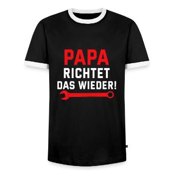 Kinder T-shirt Papa richtet das Wieder Mechaniker - Männer Kontrast-T-Shirt - Schwarz/Weiß - Vorne - AI Model Female 172 light (172cm) & AI Model Male 178 light (178cm)