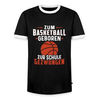 Zum Basketball geboren Zur Schule gezwungen - Männer Kontrast-T-Shirt - Schwarz/Weiß - Vorne - AI Model Female 172 light (172cm) & AI Model Male 178 light (178cm)