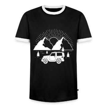 4x4 off road - Männer Kontrast-T-Shirt - Schwarz/Weiß - Vorne - AI Model Female 172 light (172cm) & AI Model Male 178 light (178cm)