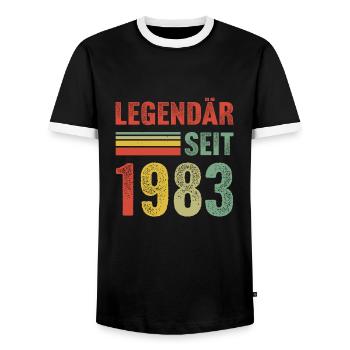 Legendär seit 1983 - Männer Kontrast-T-Shirt - Schwarz/Weiß - Vorne - AI Model Female 172 light (172cm) & AI Model Male 178 light (178cm)