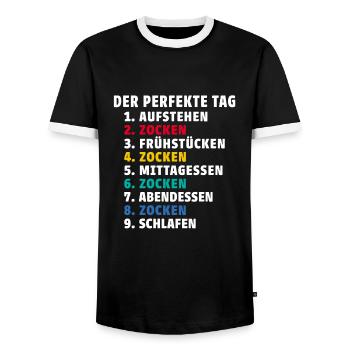 Der perfekte tag zocken gamer gaming computer - Männer Kontrast-T-Shirt - Schwarz/Weiß - Vorne - AI Model Female 172 light (172cm) & AI Model Male 178 light (178cm)