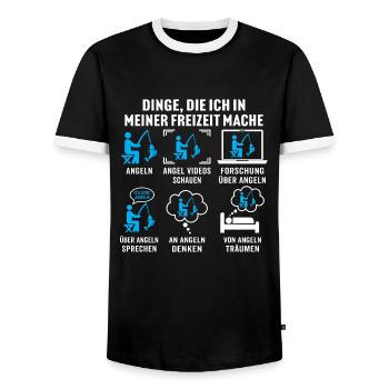 dinge die ich in meiner freizeit mache angeln - Männer Kontrast-T-Shirt - Schwarz/Weiß - Vorne - AI Model Female 172 light (172cm) & AI Model Male 178 light (178cm)