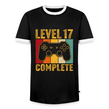 17th birthday - 17 years Gamer Level 17 complete - Men's Ringer Shirt - black/white - Front - AI Model Female 172 light (172cm) & AI Model Male 178 light (178cm)