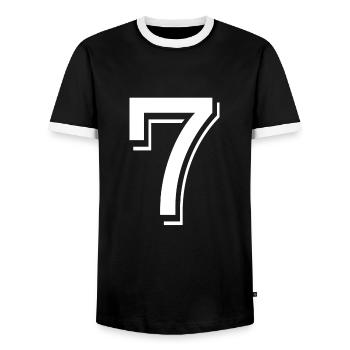 7 years number jersey 7 t-shirt 7 - Men's Ringer Shirt - black/white - Front - AI Model Female 172 light (172cm) & AI Model Male 178 light (178cm)