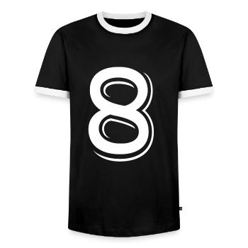 8 ans numéro maillot 8 T-shirt 8 - T-shirt contrasté Homme - noir/blanc - Devant - AI Model Female 172 light (172cm) & AI Model Male 178 light (178cm)