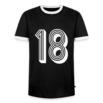 18 ans numéro maillot 18 T-shirt 18 - T-shirt contrasté Homme - noir/blanc - Devant - AI Model Female 172 light (172cm) & AI Model Male 178 light (178cm)